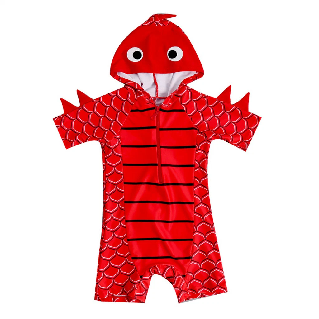 2020 Child Baby Boys Dinosaur Hooded Bathing Suit Short Sleeve Pool Beach Swimwear Infant Kids Baby Fashion