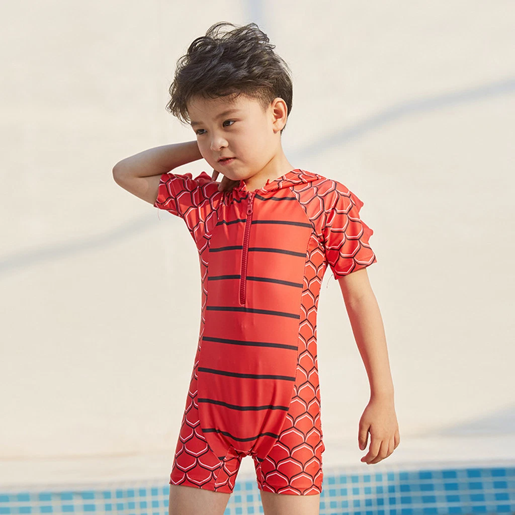 2020 Child Baby Boys Dinosaur Hooded Bathing Suit Short Sleeve Pool Beach Swimwear Infant Kids Baby Fashion