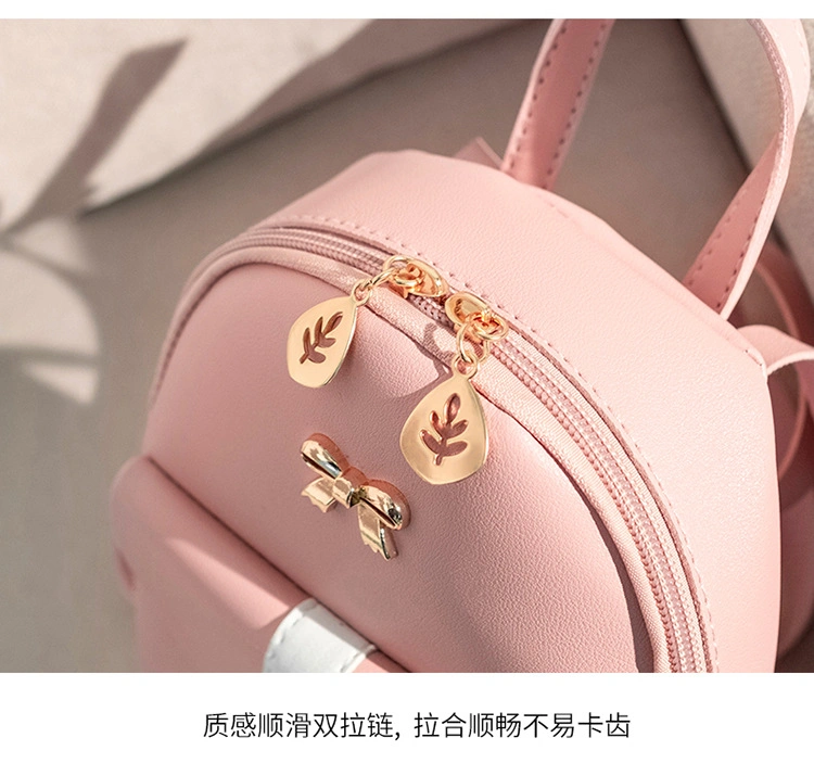 Women′s Mini Backpack Luxury PU Leather Backpack Cute Graceful Bagpack Small School Bags for Girls Bow-Knot Leaf Hollow